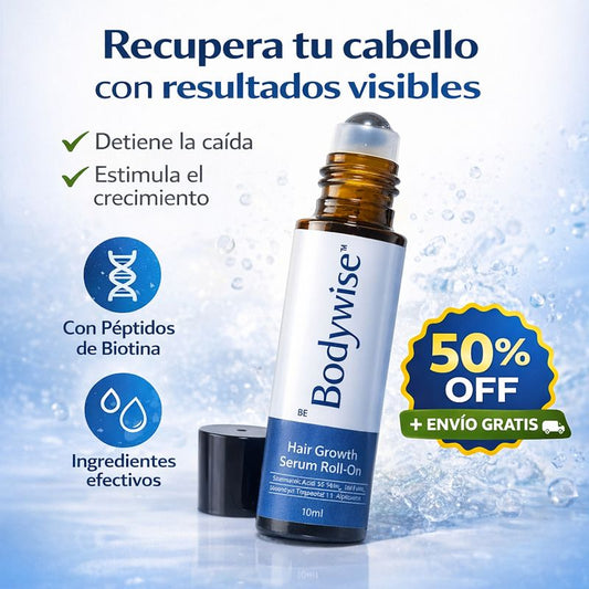 Bodywise Hair Growth Serum Roll-On 10ml | Ayuda a frenar la caída y estimular el crecimiento del cabello